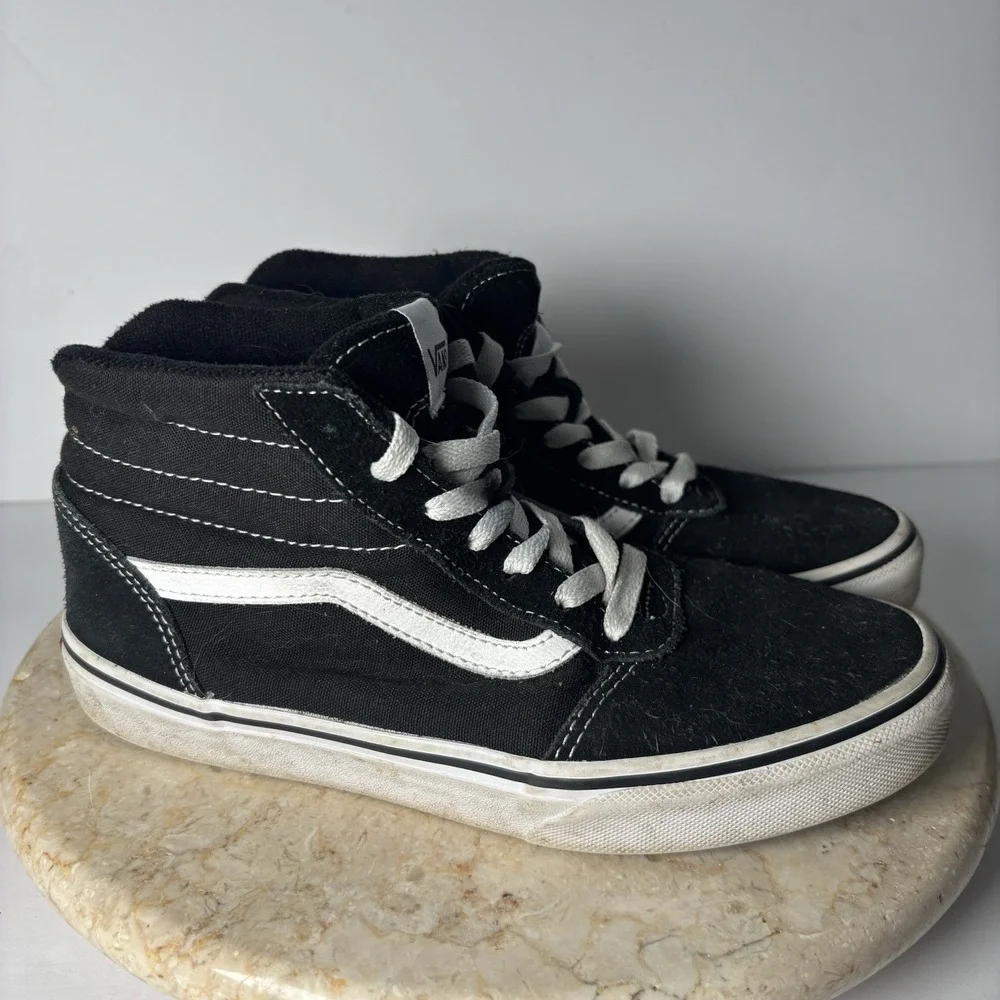 Vans Off The Wall High Top Shoes  Black/White Old Skool 500714 Youth‎ SZ 4.0